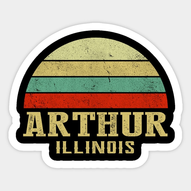 ILLINOIS - Vintage Retro Sunset ARTHUR, IL Shirt Sticker by LIPTIN